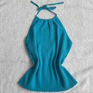perfect basic summer blue halter neck top